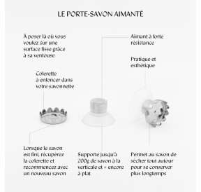 Comment fonctionne un porte-savon aimanté sur ventouse pour  savon solide mode d'emploi