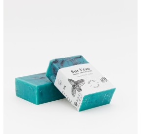 Savon bleu menthe cacao en petit pavé