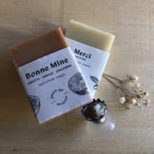 Deux savonnettes et un accessoire porte-savon aimanté